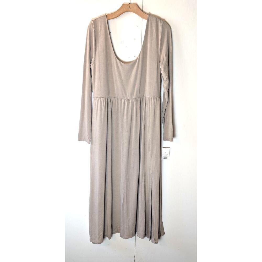 A New Day Scoop Long Sleeve Tan Midi Dress XL